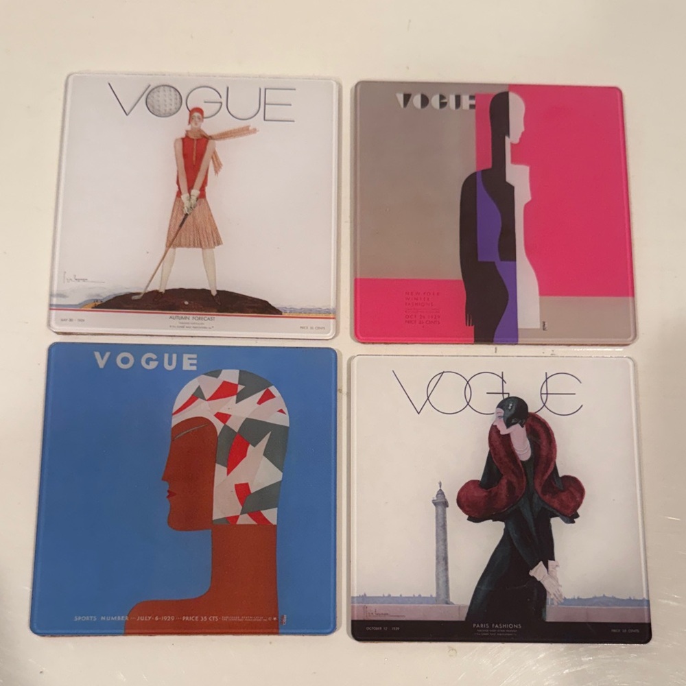 Vogue Magazine Covers Art Deco Beverage Coasters Set
